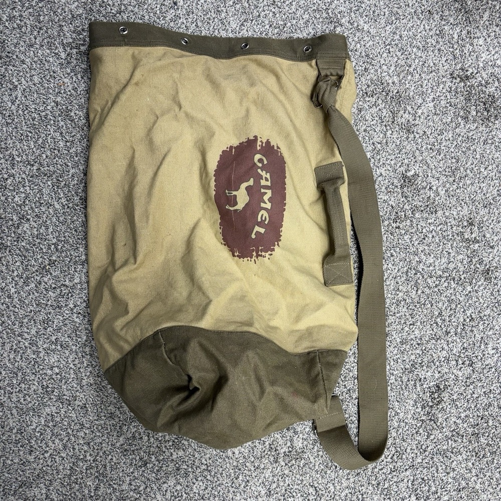 Vintage Original Camel Cigarettes Canvas Duffle Bag Double Handle Zipper